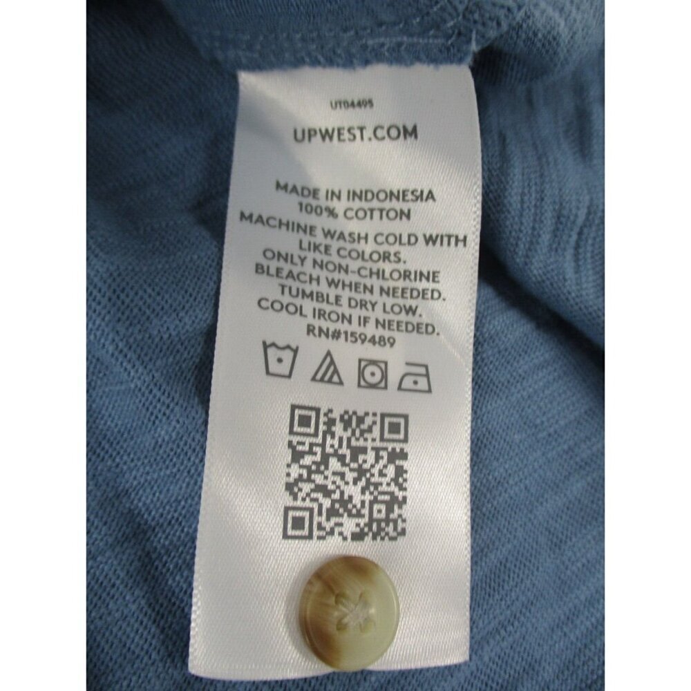 Upwest Womens Shirt Large Button Front Short Sleeves Blue Preppy Boho Casual New — image 7 of 8